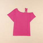 Solid Color Top Off-the-shoulder Knitted T-shirt For Women