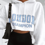 Explosion Style Autumn Long-Sleeved Hoodie Women Crop Top White