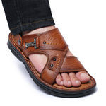 Large Size Sandals Men'S Leather Breathable Soft Leather Soft Sole Thick Bottom 37 Yards 45 Yards 46 Yards 47 Yards Beach Shoes Men