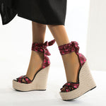 Wedge with knitted straw heel | Begogi Shop |