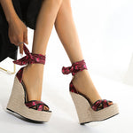 Wedge with knitted straw heel | Begogi Shop |