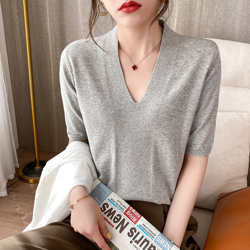 Women Cotton Loose T-shirt Thin Pullover Top