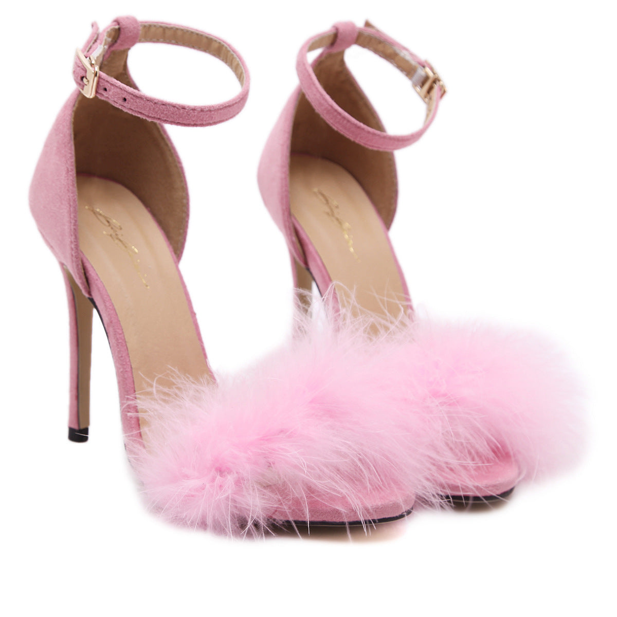 European and American fur high heel feather sandals| Begogi Shop |