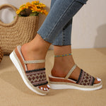 New Color Blocked Wavy Pattern Sandals | summer wedge slippers | Begogi Shop |