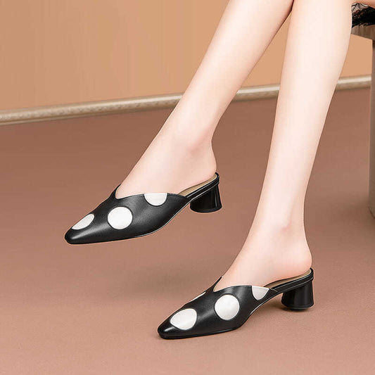 Square Head Half Drag Thick Heel Baotou Sandals For Women