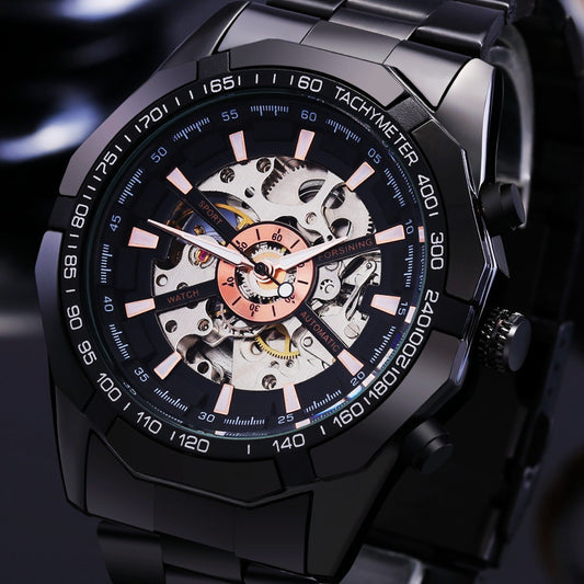 Men's Fashion Leisure Electroplating Tungsten Steel Automatic Mechanical Watches