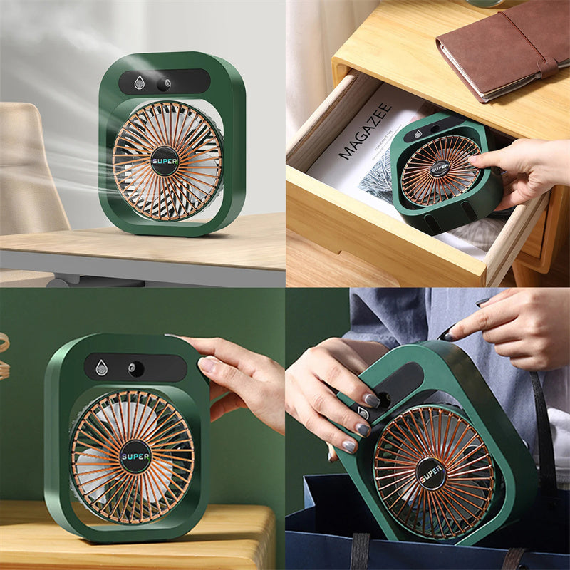Air Conditioner Fan, Rechargeable USB Humidifier With 3 Speeds