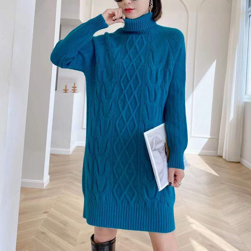 Women Winter Knitted Dress Long Sweater Blouse