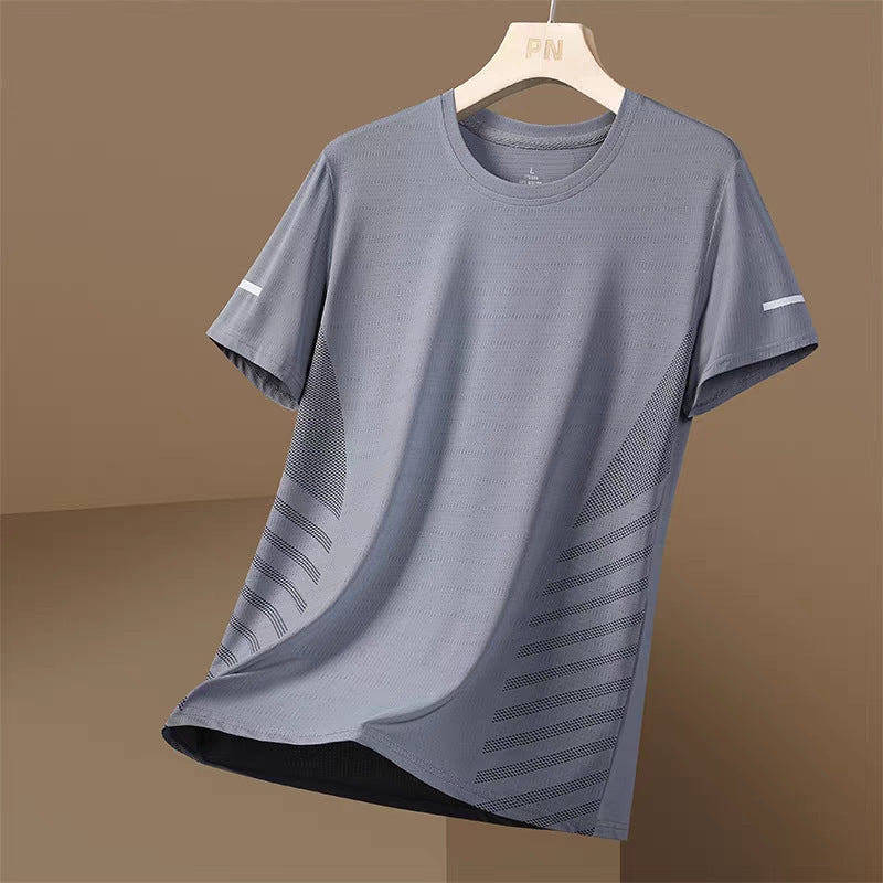 Ice Silk T-shirt Men's Round Neck Quick-drying Clothes Short Sleeve Thin Breathable