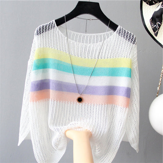 Candy Color Thin Loose Sleeve T-Shirt Blouse