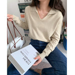 Women Knit Sweater Thin Pullover Long Sleeved Top