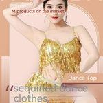 Sling Tassel Dancing Dress Sequined Bra Festival Dancing Dress