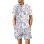 Printed Beach Shirt Summer Suit Loose Lapel Button Top And Drawstring Pockets Shorts Casual Short Sleeve Suits For Men Clothing
