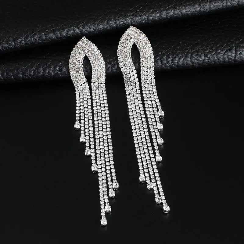 Exaggerated Rhinestone Tassel Earrings for Women | BEGOGI shop | 3