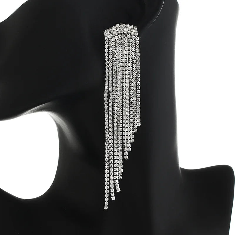 Exaggerated Rhinestone Tassel Earrings for Women | BEGOGI shop | 5