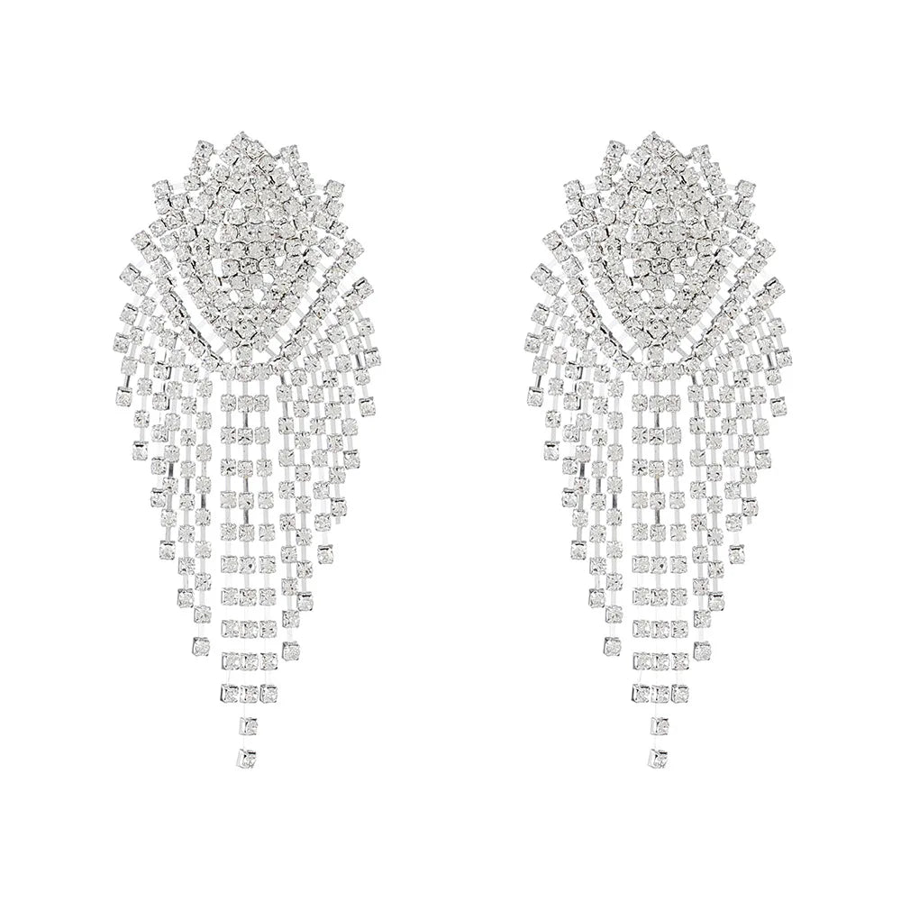 Exaggerated Rhinestone Tassel Earrings for Women | BEGOGI shop | 4