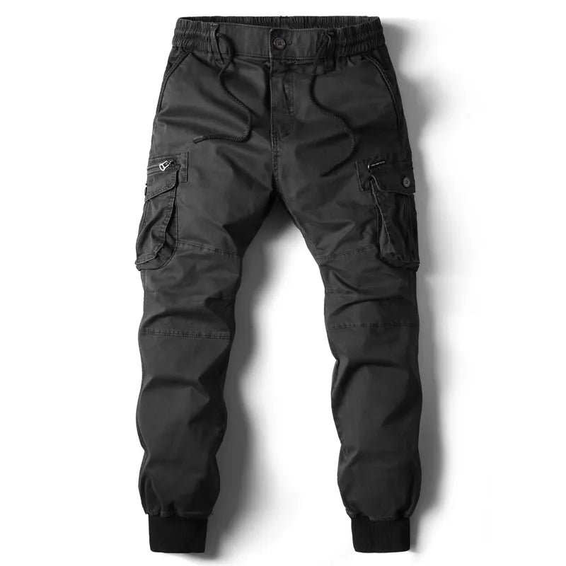 Flap Cargo Pants with Side Pocket and Drawstring for Men |BEGOGI SHOP | black