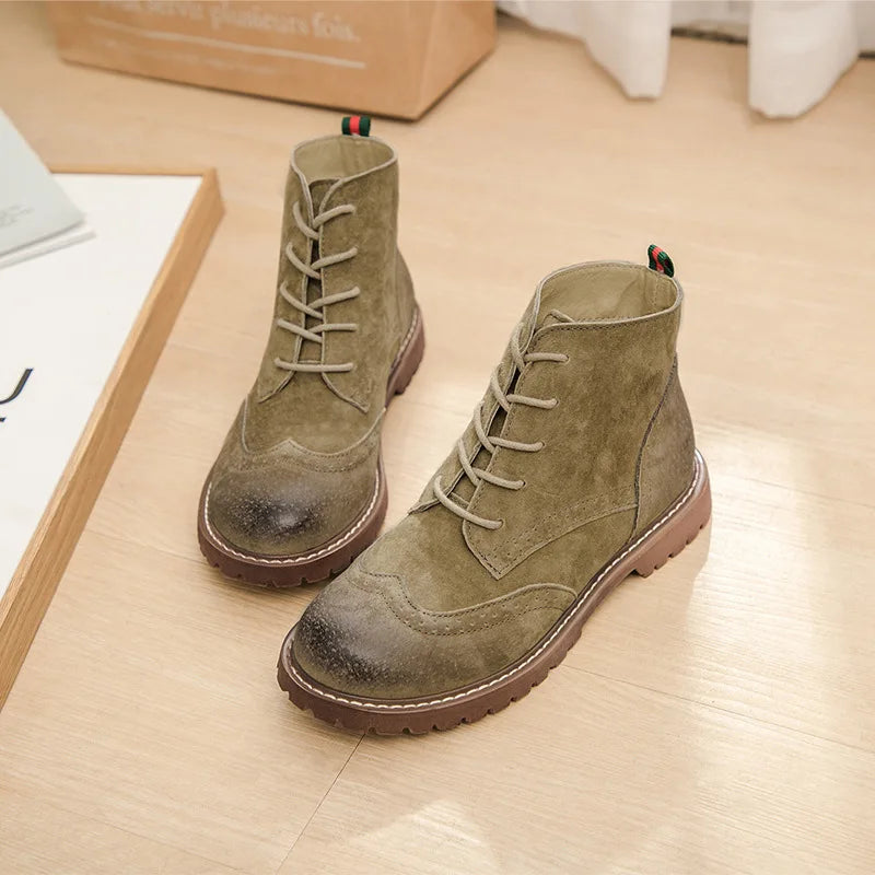 Genuine leather ankle boots for women | British lace|BEGOGI SHOP |