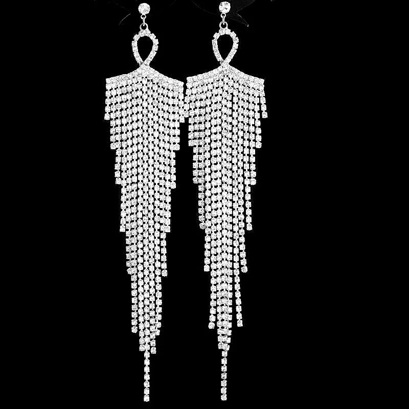 Exaggerated Rhinestone Tassel Earrings for Women | BEGOGI shop | 2