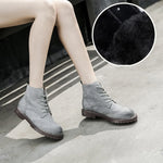 Genuine leather ankle boots for women | British lace|BEGOGI SHOP | gray fiuff