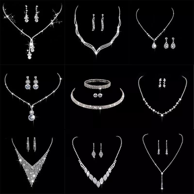 Silver Plated Crystal Bridal Jewelry Set | BEGOGI shop |