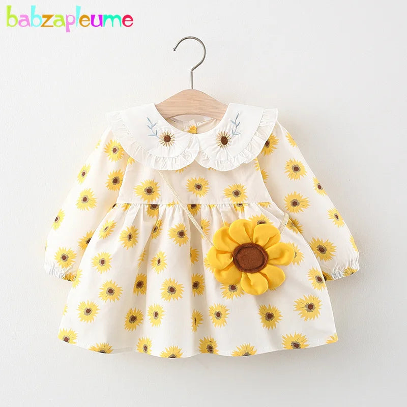 Clothing set | korean dress with cute doll collar | BEGOGI | Yellow