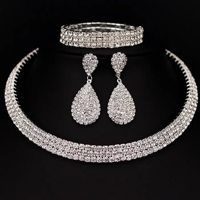 Classic Rhinestone Crystal Choker Necklace | BEGOGI shop | 3 layer