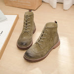 Genuine leather ankle boots for women | British lace|BEGOGI SHOP | armygreen single