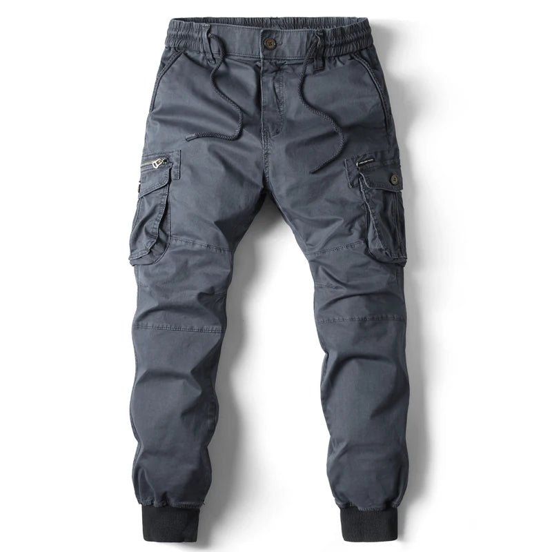 Flap Cargo Pants with Side Pocket and Drawstring for Men |BEGOGI SHOP | blue grey