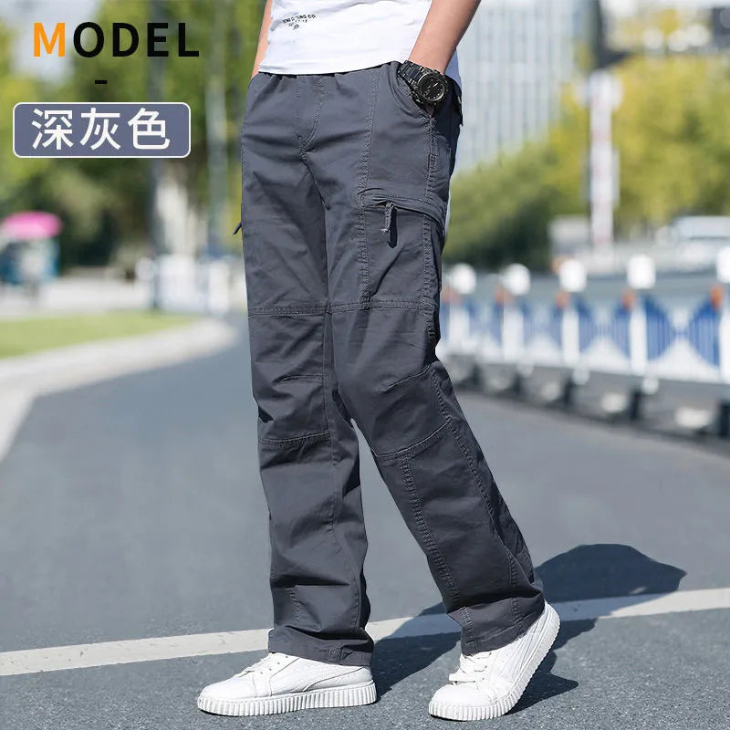 Men's Plain Cotton Cargo Pants | Pants for hiking |BEGOGI SHOP | 1228 Dark gray
