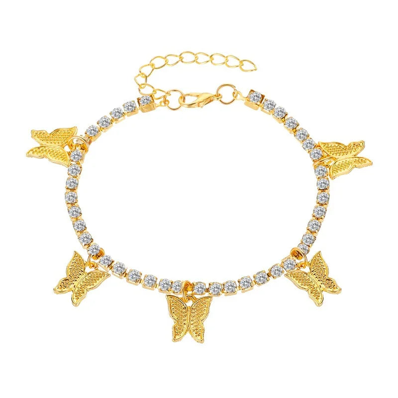 Crystal Butterfly Ankle Bracelet for Women | BEGOGI shop | s307jin