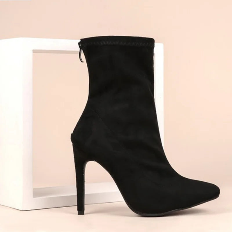 pointed toe ankle boots | Sexy Women High Heels Zipper Boots|BEGOGI SHOP | Black