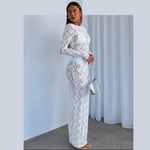 Women's Long Sleeve Transparent Maxi Dress | Sexy tight dress with Floral print | BEGOGI SHOP |