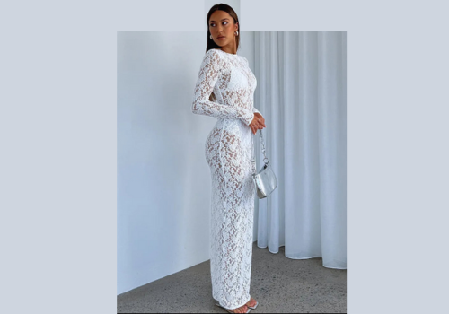 Women's Long Sleeve Transparent Maxi Dress | Sexy tight dress with Floral print | BEGOGI SHOP |