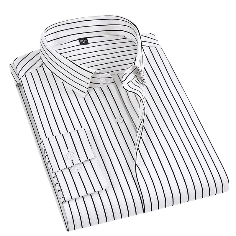 Men's formal shirt with lapel button | BEGOGI shop | 02 white striped