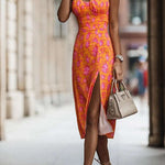 Women's summer dress | beach dresses with open back | BEGOGI SHOP | Orange