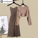 Women's fashion set | Knitted sweater | Skirt with straps |BEGOGI SHOP |