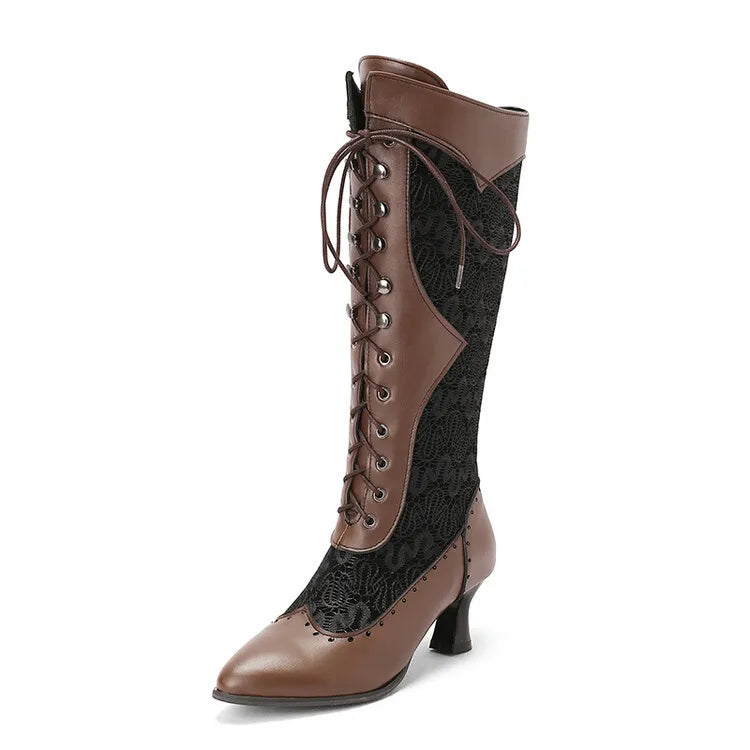 Women Victorian Leather Ankle Boots | Women's fashion lace-up shoes|BEGOGI SHOP | Brown 1