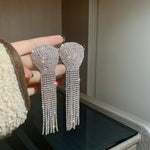 Exaggerated Rhinestone Tassel Earrings for Women | BEGOGI shop | TT silver color