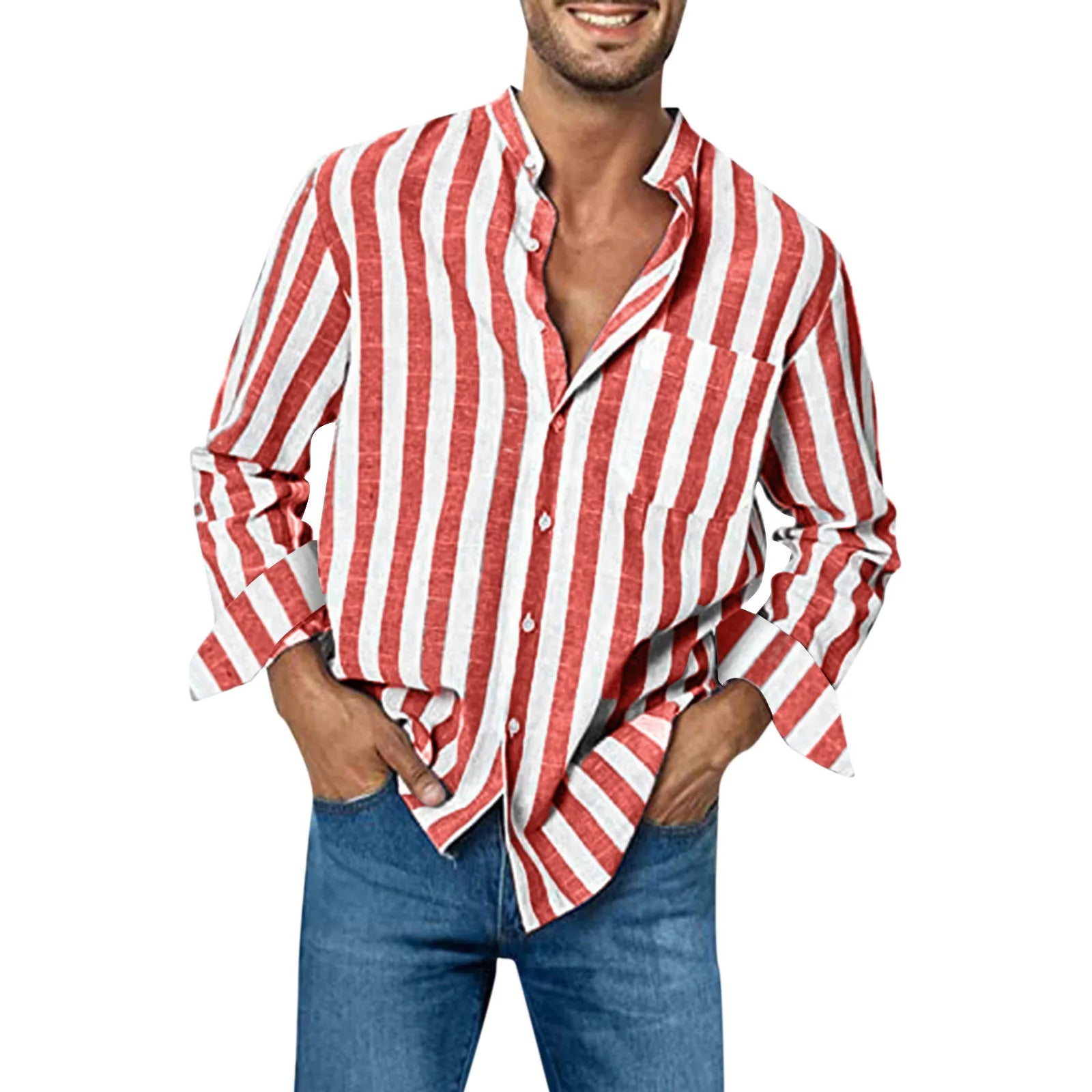 Men's formal shirt with lapel button | BEGOGI shop | Red