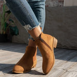 side zipper boots for women | pointed toe solid short barrel heel |BEGOGI SHOP |