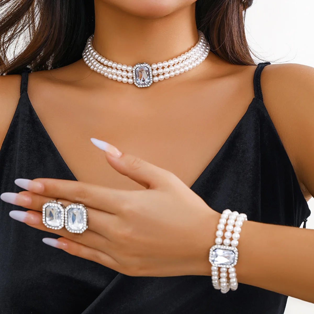 Imitation Pearl Necklace and Bracelet for Women | BEGOGI shop | white 4465