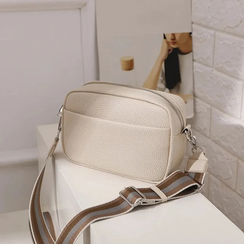 Multilayer crossbody bag | Wide strap shoulder bag | Vinatge PU Leather |BEGOGI SHOP |