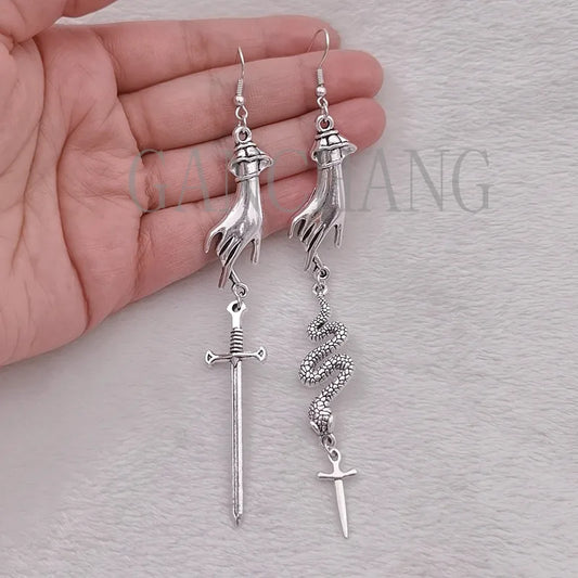 The hand sword snake dangle earrings |BEGOGI shop| Default Title