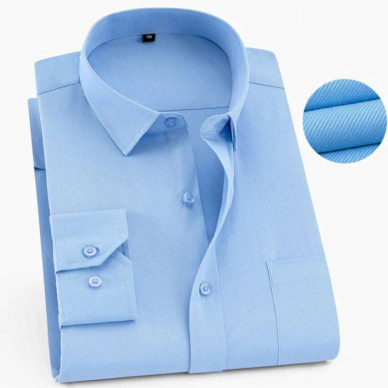 Men's Business Casual Long Sleeve Shirt |BEGOGI SHOP | Pure Blue
