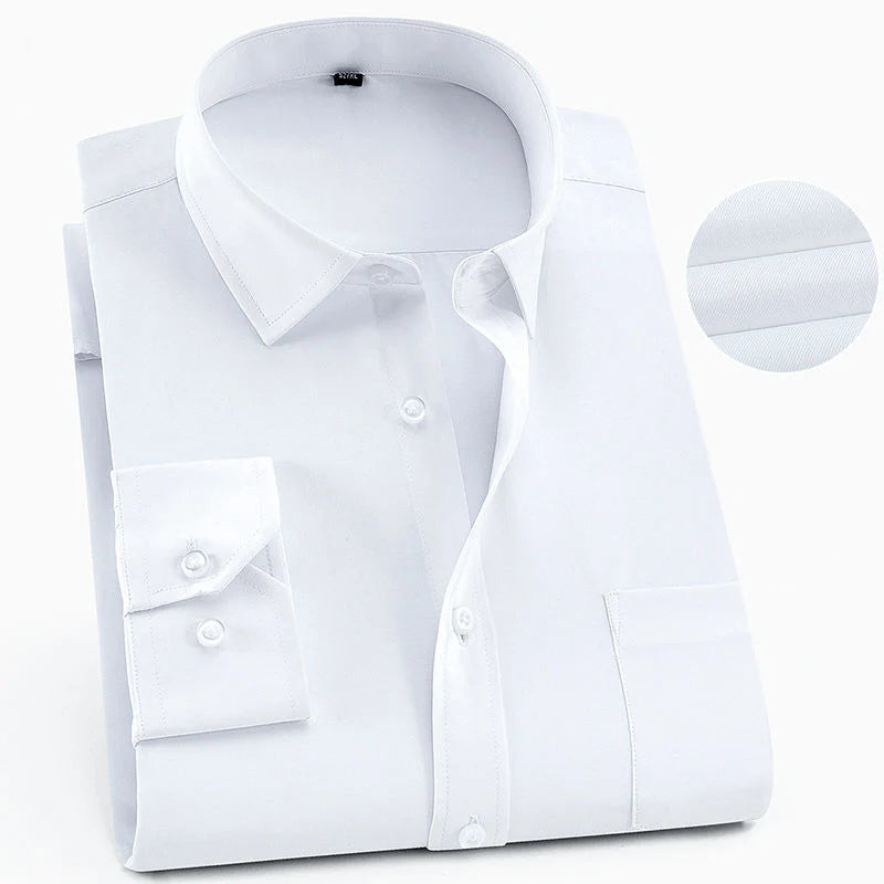 Men's Business Casual Long Sleeve Shirt |BEGOGI SHOP | Pure White