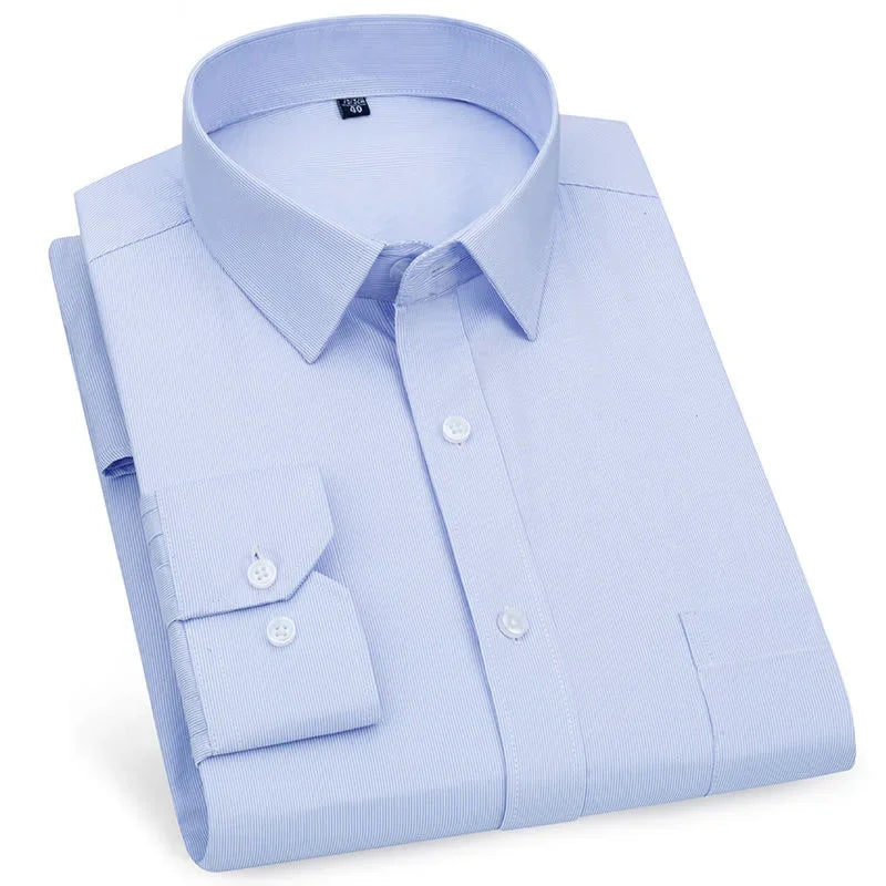 Men's Business Casual Long Sleeve Shirt |BEGOGI SHOP | Blue Striola