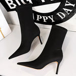 Silk high heels green boots |BEGOGI SHOP | Black-7cm