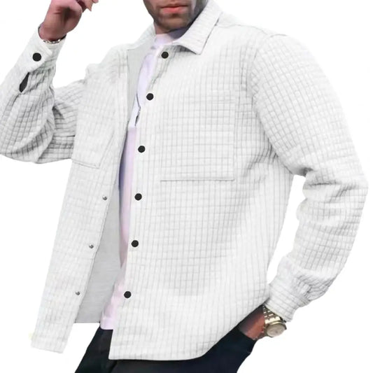 Men's jacket Cardigan with turn-down collar | BEGOGI shop | White