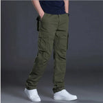 Men's Plain Cotton Cargo Pants | Multiple flap pockets| BEGOGI SHOP | E02-Army green